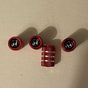 Honda Logo valve Stem caps in Red set of 4 NWT